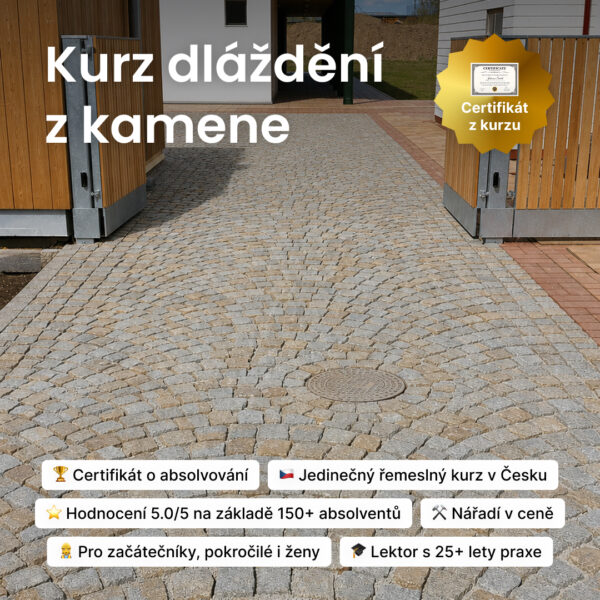 Produktová fotografie kurzu tradičního kamenného dláždění